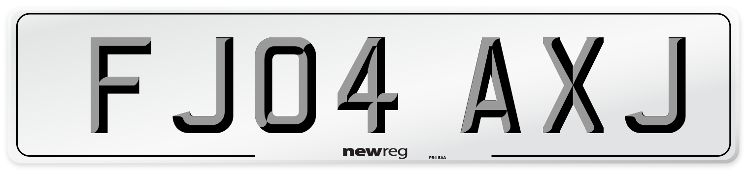 FJ04 AXJ Number Plate from New Reg